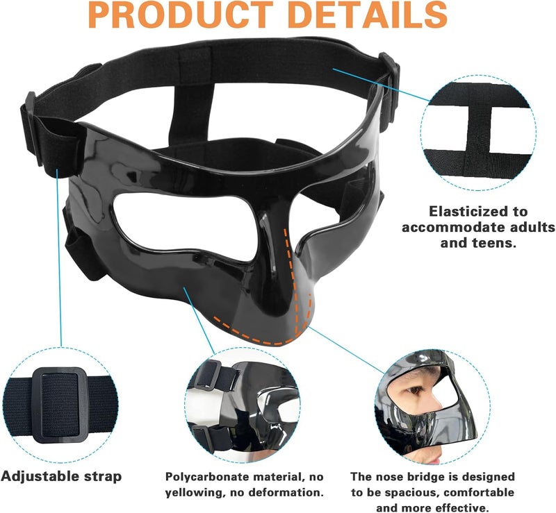 CREGOOLIF Nose Shield Protective Mask for Basketball and Football Sports Adjustable Mask with Foam Padding for Men and Women Black - Image 3